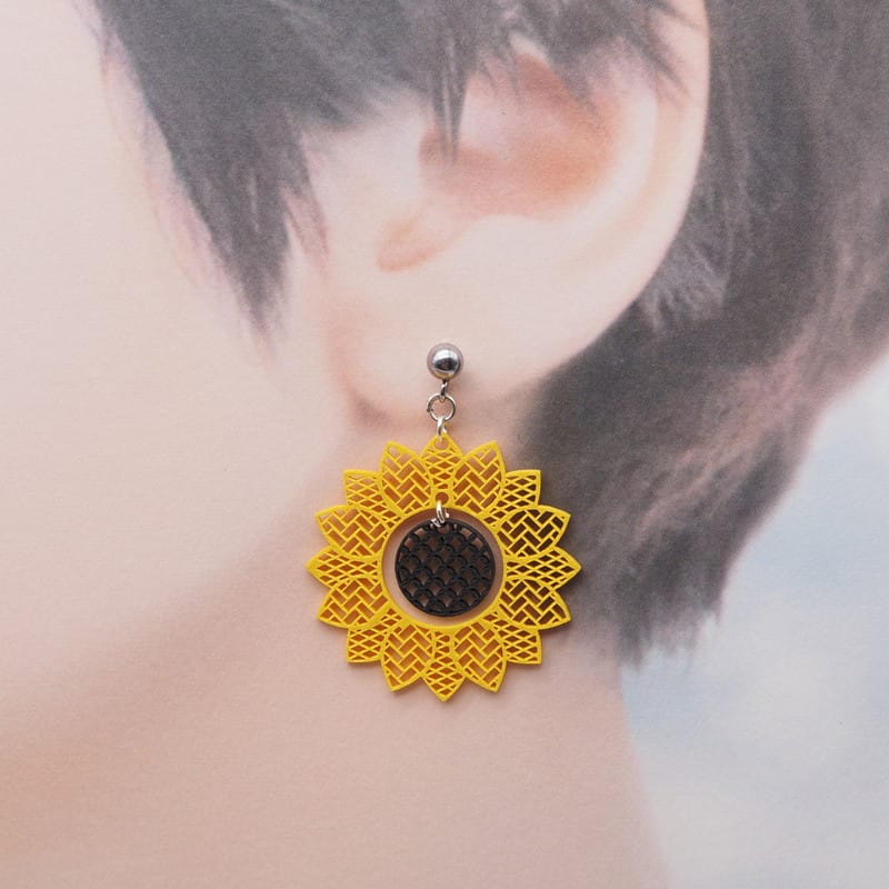 ピアス ひまわり ( 檜垣&菱紋と七宝 ) イヤリング