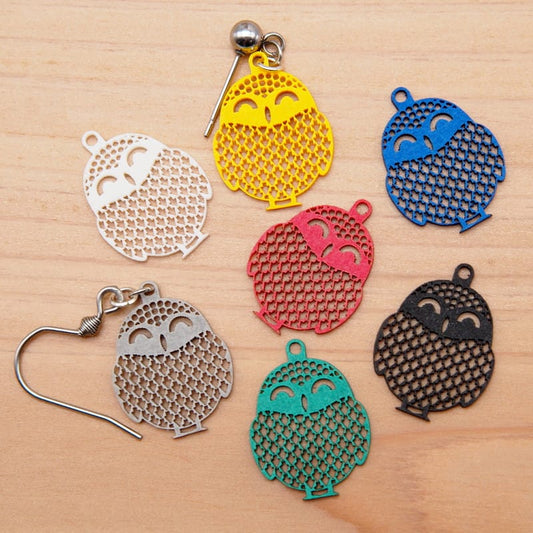 ピアス シロフクロウ ( 鮫小紋と矢印 ) イヤリング