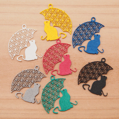 傘と猫 1 ( 捻じ麻の葉 ) ピアス イヤリング