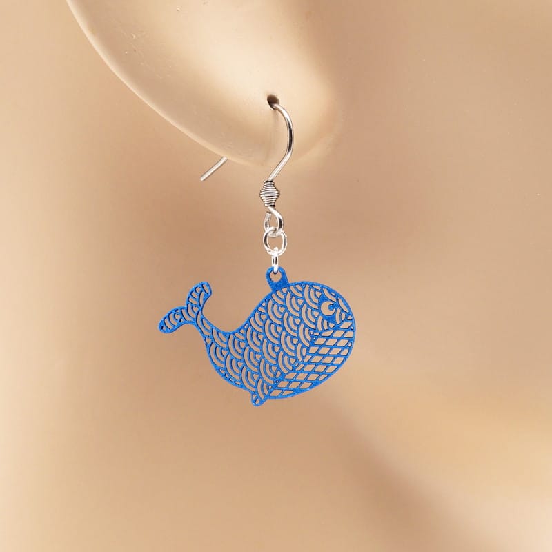 ピアス くじら ( 青海波と菱文 )  イヤリング