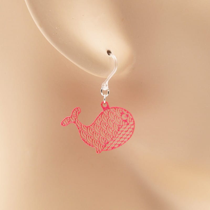 ピアス くじら ( 青海波と菱文 )  イヤリング