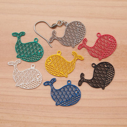 ピアス くじら ( 青海波と菱文 )  イヤリング