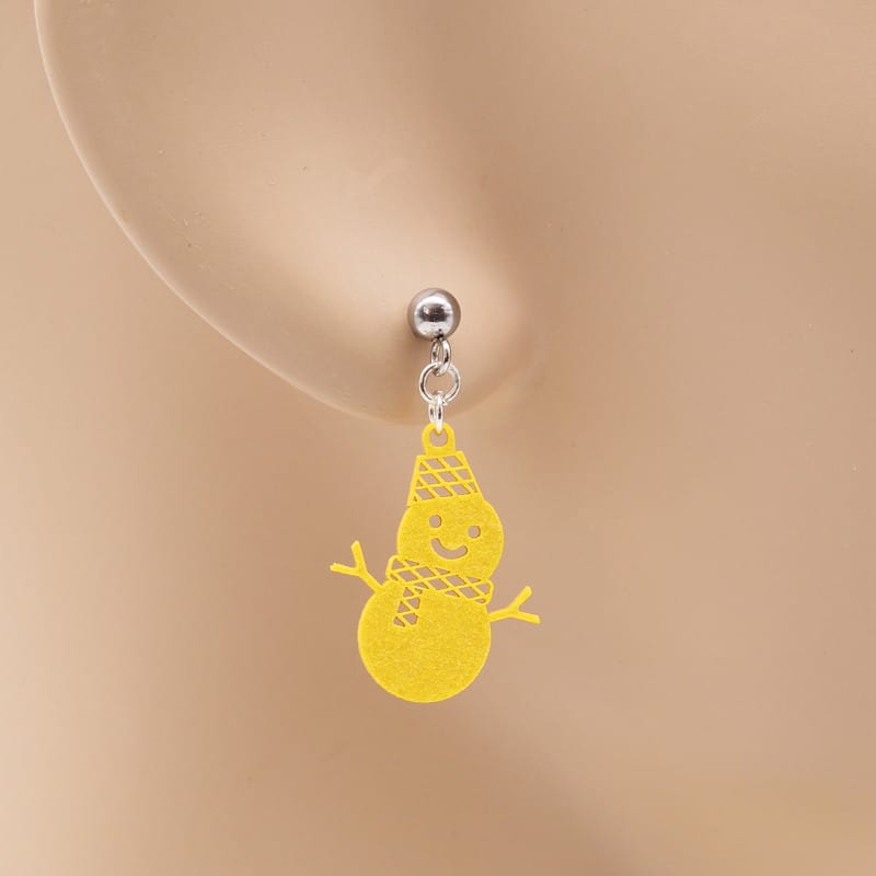 ピアス 雪だるま ( 菱紋 )  イヤリング