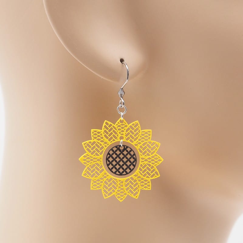 ピアス ひまわり ( 檜垣＆菱紋と七宝 )  イヤリング