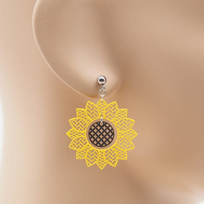 ピアス ひまわり ( 檜垣＆菱紋と七宝 )  イヤリング