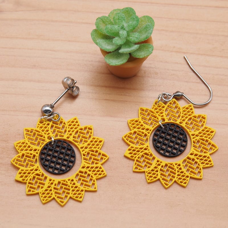 ピアス ひまわり ( 檜垣＆菱紋と七宝 )  イヤリング