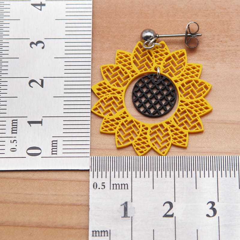 ピアス ひまわり ( 檜垣＆菱紋と七宝 )  イヤリング