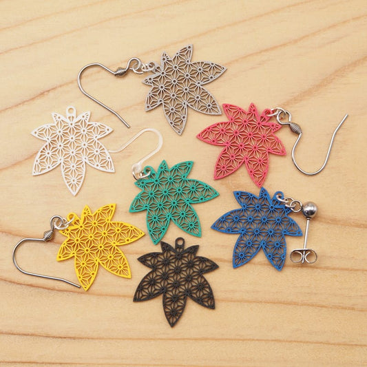 ピアス もみじ ( 麻の葉 )  イヤリング