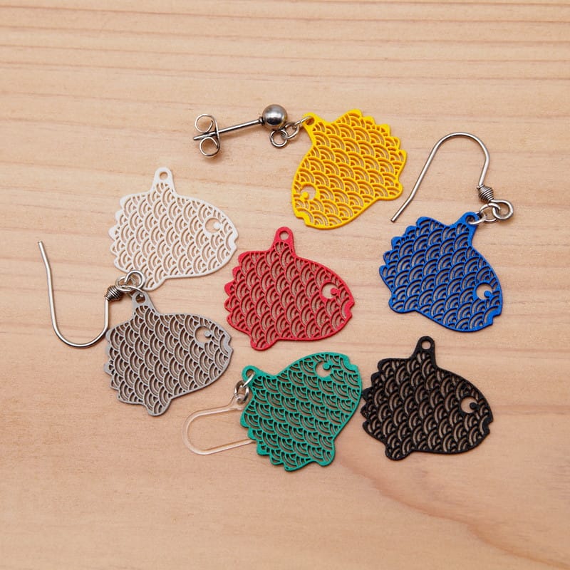 ピアス マンボウ ( 青海波 )  イヤリング