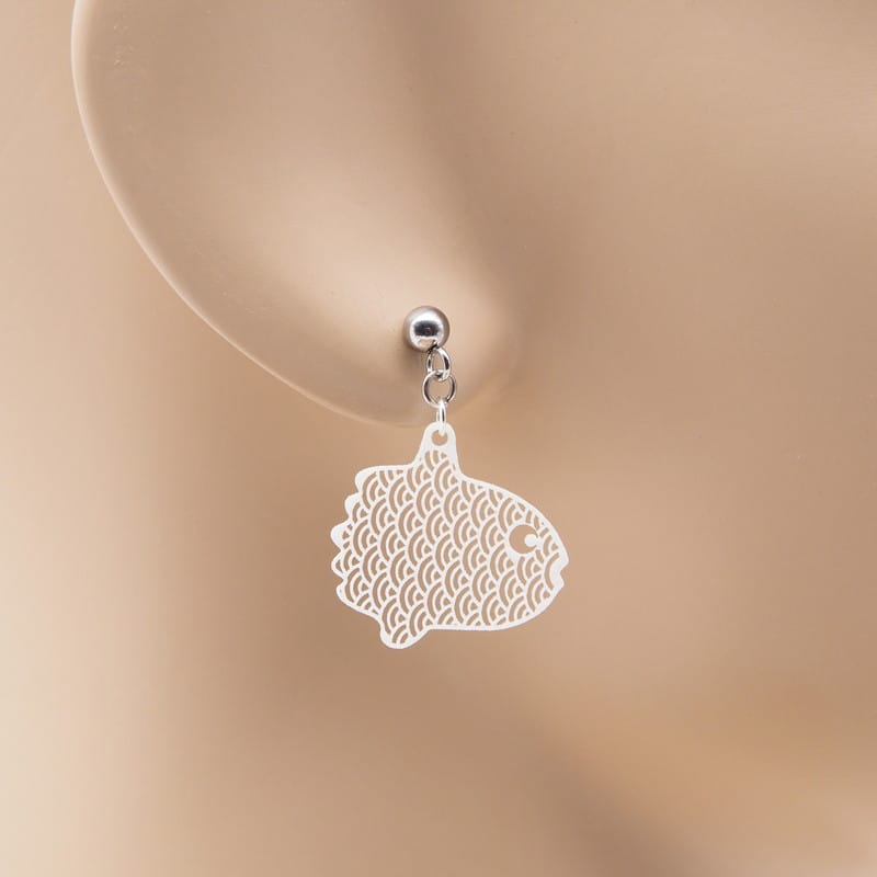 ピアス マンボウ ( 青海波 )  イヤリング