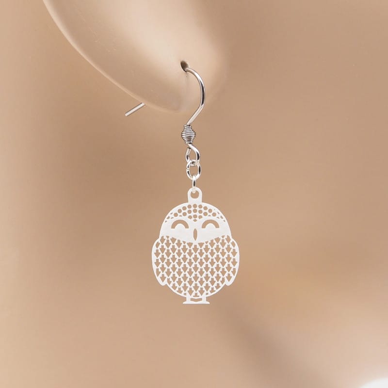 ピアス シロフクロウ ( 鮫小紋と矢印 )  イヤリング