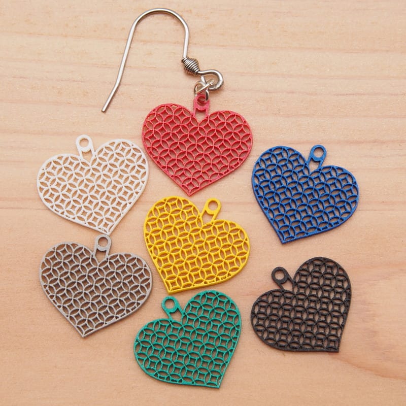 ピアス ハート ( 七宝繋ぎ )  イヤリング