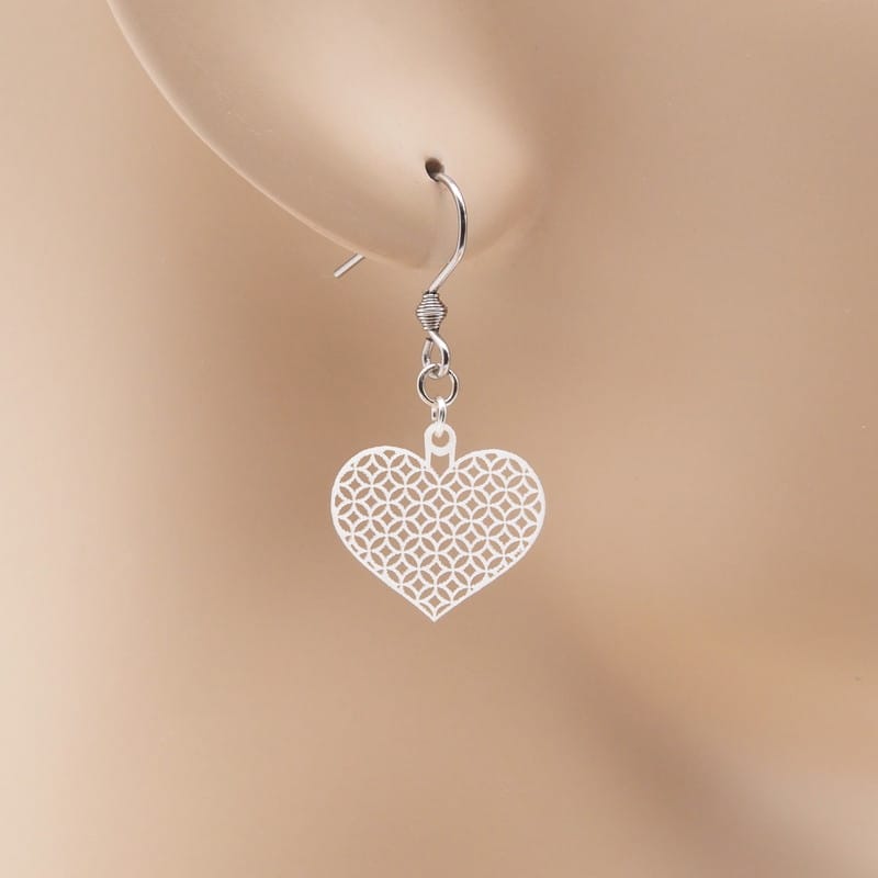 ピアス ハート ( 七宝繋ぎ )  イヤリング