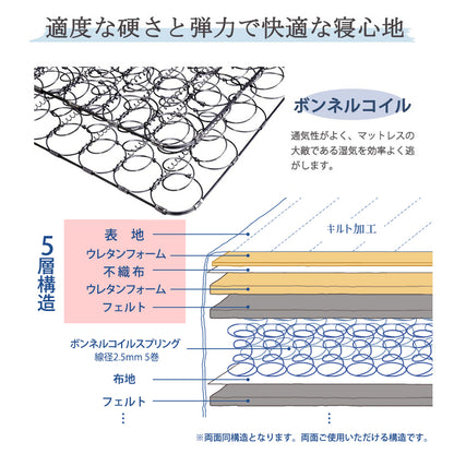 【Sサイズ】ボンネルコイルスプリングマットレスシングルSシングルサイズ寝具ベッドベッド用マットレスベッドベッドマット白単身ひとり暮らしギフトおすすめ快適厚め使いやすい