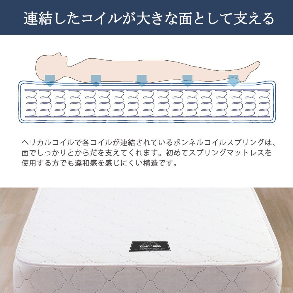 【SDサイズ】国産ボンネルコイルスプリングマットレスセミダブルSDセミダブルサイズベッドベッドマットレス寝具ベッドベッド用マットレス白単身ひとり暮らしギフトおすすめ国産日本製日本産