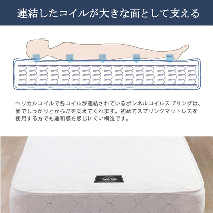 【SSサイズ】国産ボンネルコイルスプリングマットレスセミシングルSSセミシングルサイズsingleベッドベッドマットレス寝具ベッドベッド用マットレス白単身ひとり暮らしギフトおすすめ国産日本製日本産