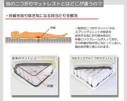 【Sサイズ】二つ折りポケットコイルスプリングマットレスシングルSシングルサイズ寝具ベッドベッド用マットレスベッドベッドマット白単身ひとり暮らしギフトおすすめ快適厚め
